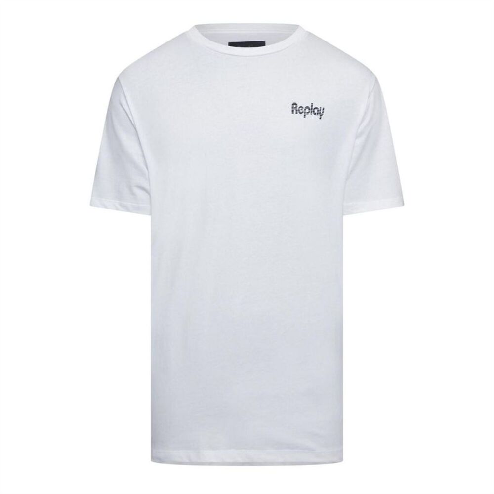 Replay Mens Logo Cotton Regular T-Shirt / White
